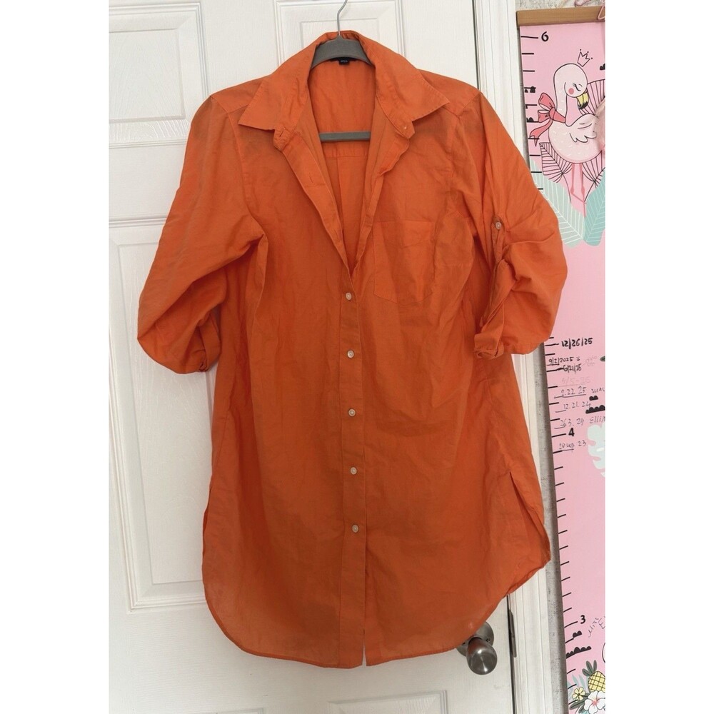 Land’s End Tunic Orange Long Medium 10-12 Womens lightweight